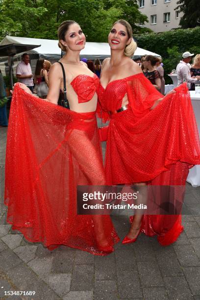 Yvonne Woelke and Micaela Schaefer during the Jasmin Erbas Fashion Show - Berlin Fashion Week SS24 at Medicalthree on July 15, 2023 in Berlin,...