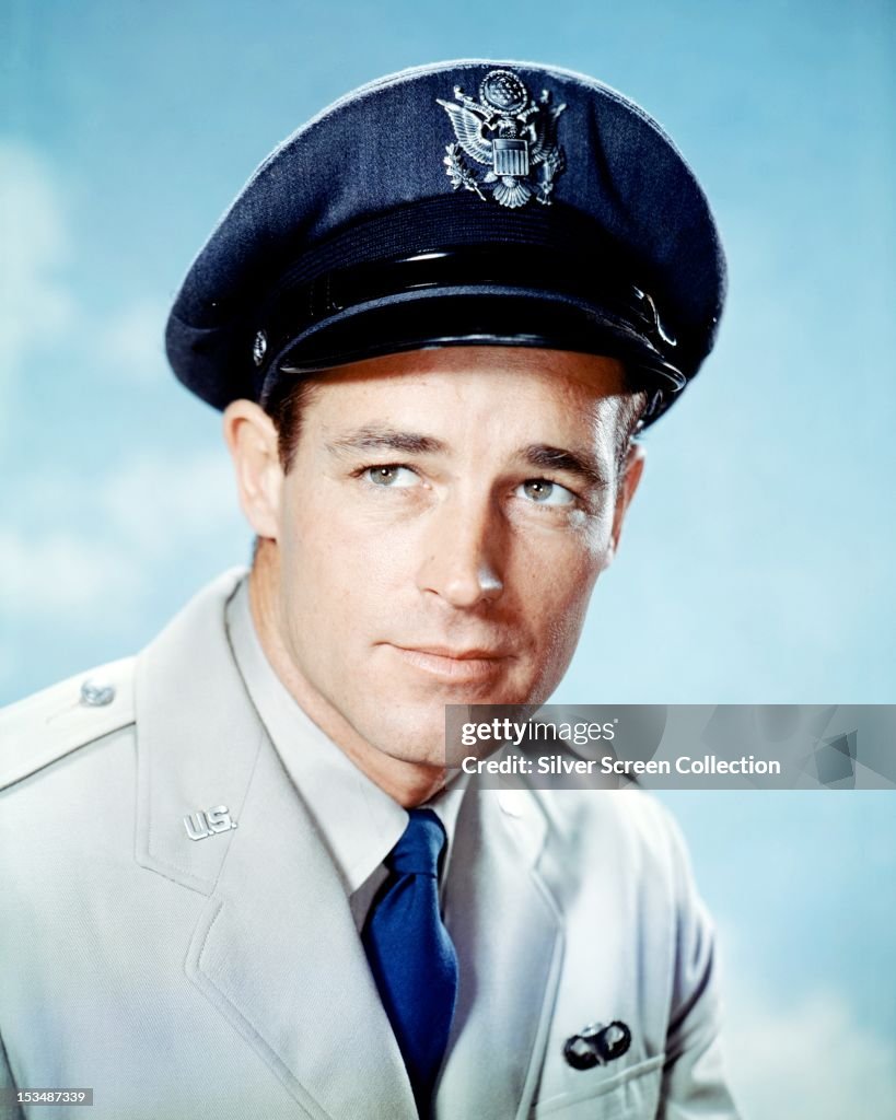 American actor Guy Madison in US military uniform, circa 1955. News