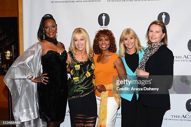 Trina Parks, Lynn-Holly Johnson, Gloria Hendry, Britt Ekland and Maud Adams attend The Academy Of Motion Picture Arts And Sciences' Presents 'The...