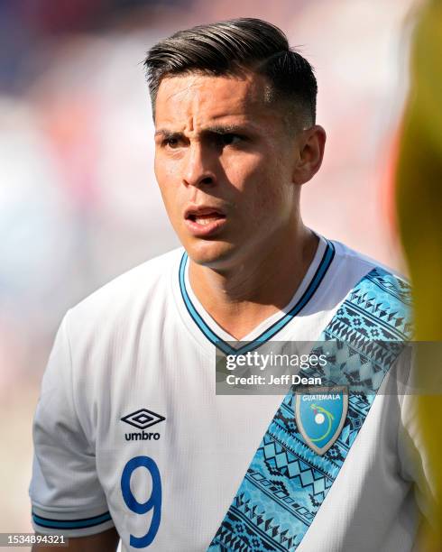 Rubio Rubin of Guatemala plays during the second half of a CONCACAF Gold Cup quarterfinal match against Jamaica at TQL Stadium on July 09, 2023 in...