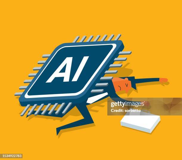 replaced by ai in the future - businessman - tech worker stock illustrations