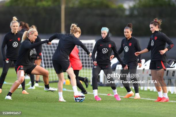 Megan Rapinoe of USA trains during the USA Open Training Sessions ahead of the FIFA Women's World Cup Australia & New Zealand 2023 on July 12, 2023...