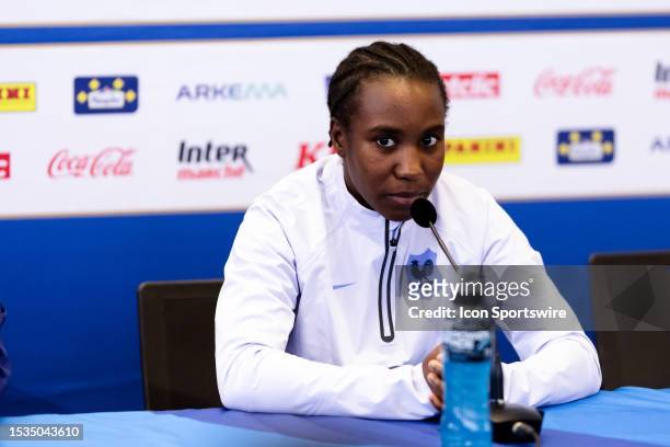 Vicki Bècho of France looks on during press a conference at France Training Session on February 16, 2023 in Sydney, Australia.