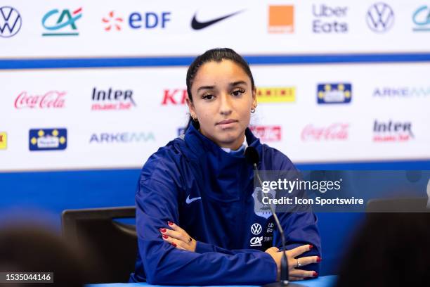 Sakina Karchaoui of France looks on during a press conference at France Training Session on February 16, 2023 in Sydney, Australia.