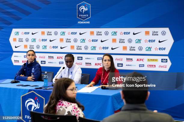 Sakina Karchaoui and Vicki Bècho of France during a press conference at France Training Session on February 16, 2023 in Sydney, Australia.
