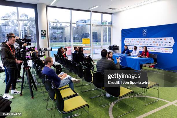 General view of a press conference at France Training Session on February 16, 2023 in Sydney, Australia.