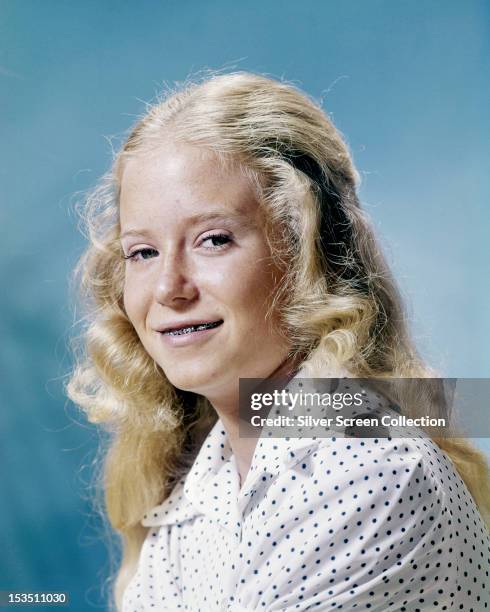 American actress Eve Plumb, circa 1972. Plumb is best known for playing Jan Brady in the American TV series 'The Brady Bunch'.