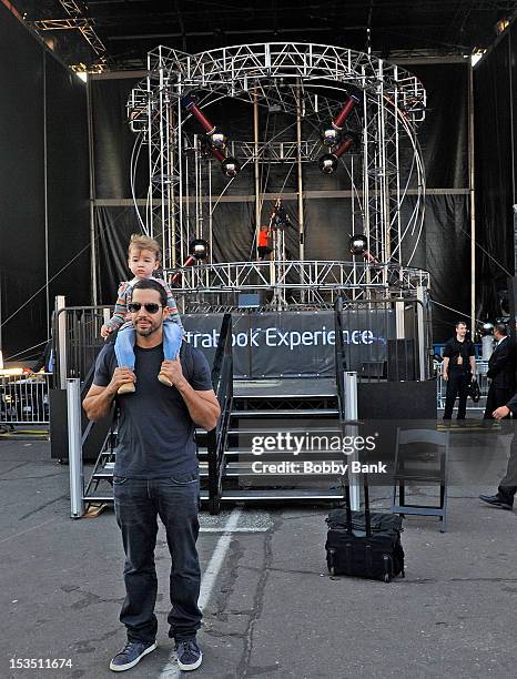 David Blaine and his daughter Dessa Blaine seen during the "Electrified: One Million Volts Always On" at Pier 54 on October 5, 2012 in New York City.