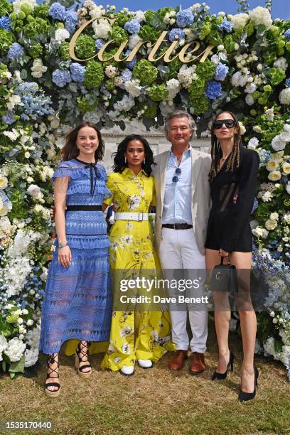 Catie Munnings, Ramla Ali, Laurent Feniou and Jordan Rand attend Cartier Style Et Luxe at the Goodwood Festival of Speed on July 16, 2023 in...