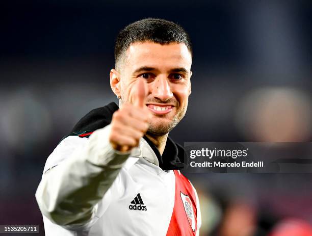 Emanuel Mammana of River Plate after a match between River Plate and Estudiantes La Plata as part of Liga Profesional Argentina 2023 at Estadio Más...