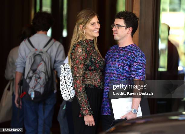 Tim Ellis, CEO of Relativity Space, and Richelle Ellis arrive at the Sun Valley Lodge for the Allen & Company Sun Valley Conference on July 11, 2023...