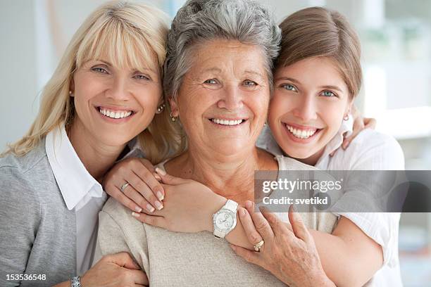 three female generations. - beautiful grandmothers stock pictures, royalty-free photos & images