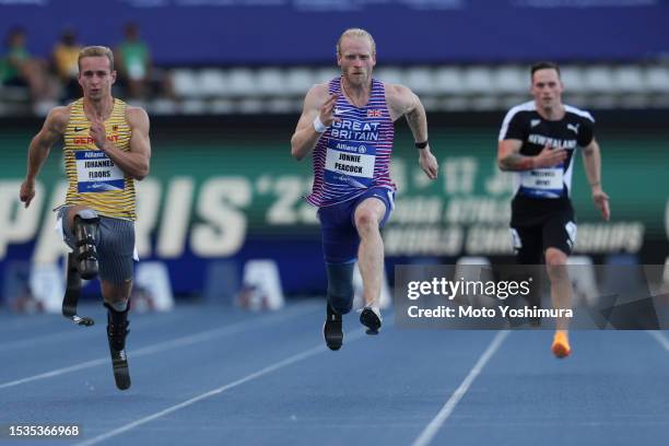 Jonnie Peacock of team Great Britain competes in the Men's 100m T64 Round1 during day four of the Para Athletics World Championships Paris 2023 at...