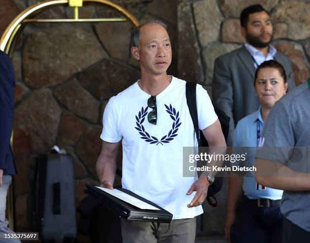 Roger Kuo, Senior Vice President and Associate Director of Research at Dodge & Cox Inc, arrives at the Sun Valley Lodge for the Allen & Company Sun...