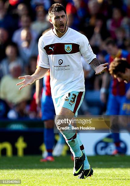 Charlie Austin of Burnley encourages his team after scoring their third goal of the game during the npower Championship match between Crystal Palace...