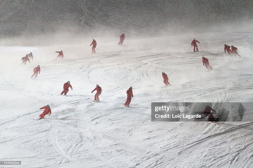 Evening Downhill Run in Meribel