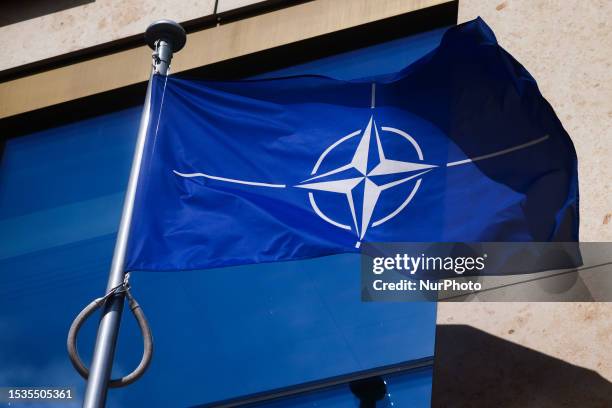 Flag is seen a day after NATO Summit ends in Vilnius, Lithuania on July 13, 2023.