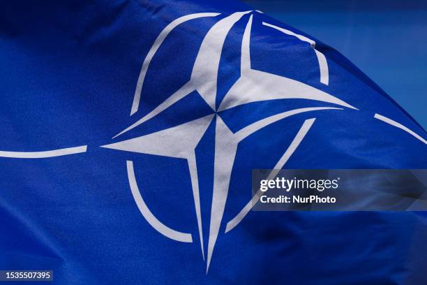 Flag is seen a day after NATO Summit ends in Vilnius, Lithuania on July 13, 2023.