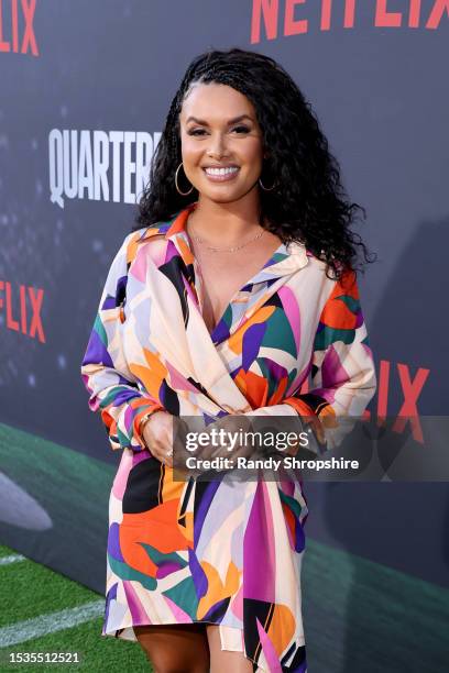Joy Taylor attends the Netflix Premiere of "Quarterback" at Netflix Tudum Theater on July 11, 2023 in Los Angeles, California.