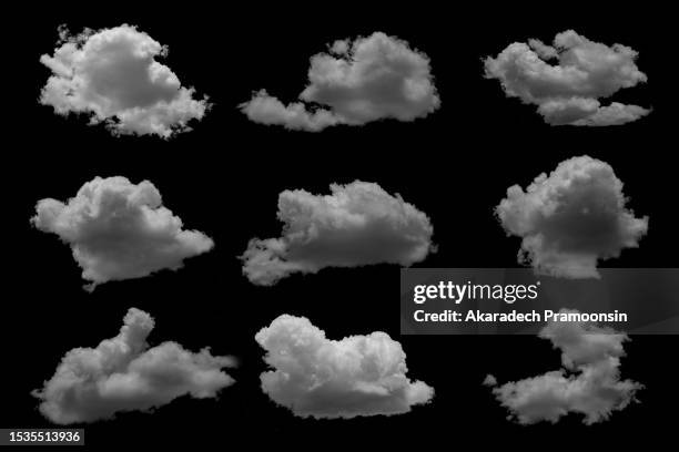 white clouds on a black background - wolke freisteller stock-fotos und bilder