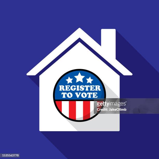 house register to vote icon flat - register stock illustrations