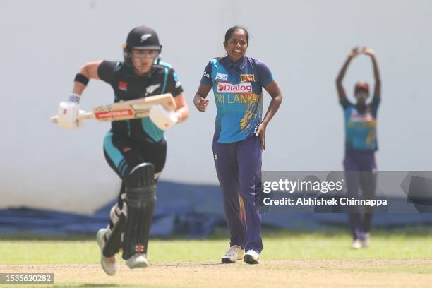 Inoka Ranaweera of Sri Lanka reacts during game three of the T20 international series between Sri Lanka and New Zealand White Ferns at P....