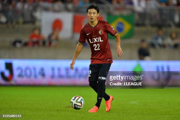 Daigo Nishi of Kashima Antlers in action during the J.League J1 match between Kashima Antlers and FC Tokyo at Kashima Soccer Stadium on August 30,...