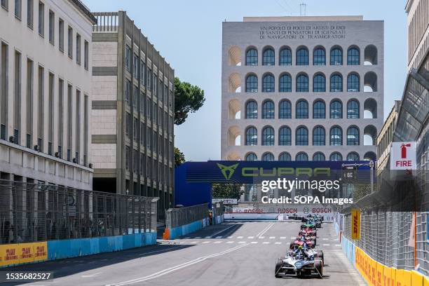 Sam Bird of United States and Jaguar TCS Racing at the head of the race during the ABB FIA Formula E World Championship - 2023 Hankook Rome E-Prix...