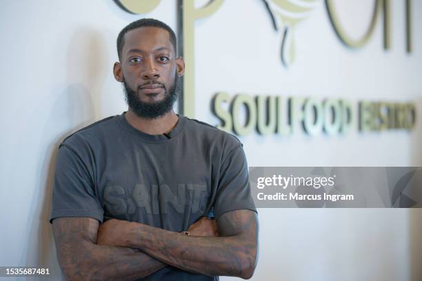 Max Bozeman attends the Madd Hatta live podcast show at The Greasy Spoon Soulfood Bistro on July 11, 2023 in Pearland, Texas.