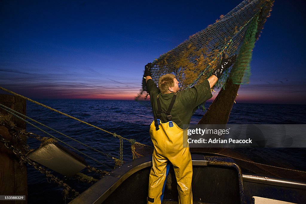 Trawler fishing at night