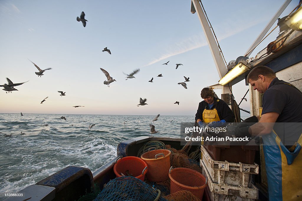 Trawler fishing at night