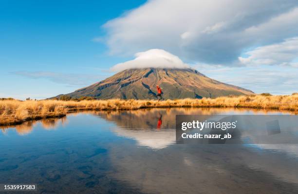 mt taranaki on a nice day. - australasia stock pictures, royalty-free photos & images