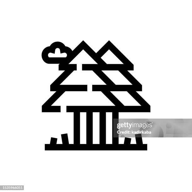 forest line icon, design, pixel perfect, editable stroke. logo, sign, symbol. - spring rain stock illustrations