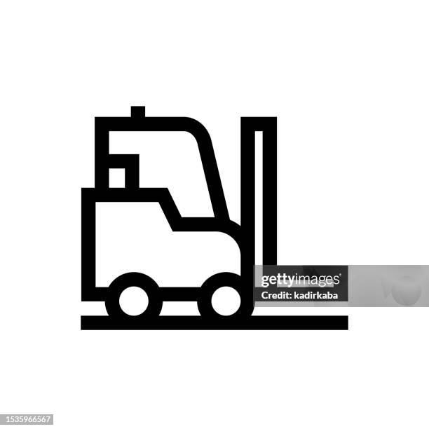forklift line icon, design, pixel perfect, editable stroke. logo, sign, symbol. loading, cargo, container, warehouse. - loading dock stock illustrations