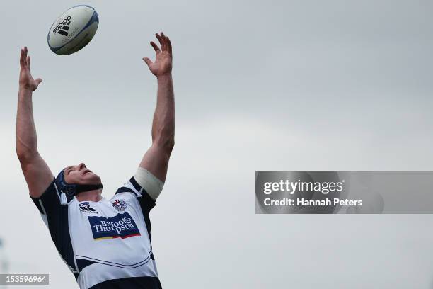 Ali Williams of Auckland competes for lineout ball during the round 13 ITM Cup match between North Harbour and Auckland at North Harbour Stadium on...