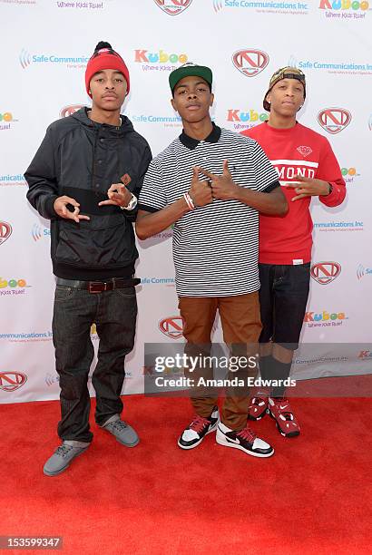 Hip Hop group The Rangers arrive at "Family Day" hosted by Nick Cannon at Santa Monica Pier on October 6, 2012 in Santa Monica, California.