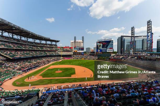 General view of Truist Park in the eighth inning during the game between the Atlanta Braves and the Chicago White Sox at Truist Park on July 16, 2023...