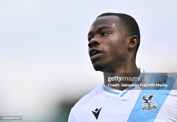 Tyrick Mitchell of Crystal Palace looks on during Pre-Season Friendly match between Barnet and Crystal Palace at The Hive on July 11, 2023 in Barnet,...