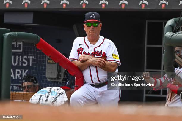 Atlanta Braves manager Brian Snitker during the MLB game between the Chicago White Sox and Atlanta Braves on July 16 at Truist Park in Atlanta, GA.