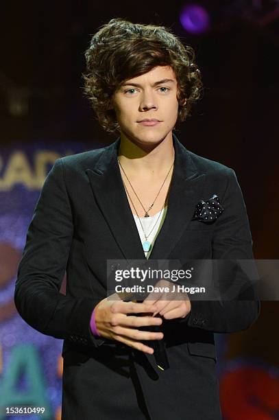 Harry Styles onstage at the BBC Radio 1 Teen Awards 2012 at Wembley Arena on October 7, 2012 in London. England