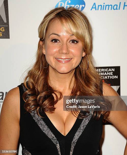 Actress Megyn Price attends the American Humane Association's 2nd annual Hero Dog Awards at The Beverly Hilton Hotel on October 6, 2012 in Beverly...