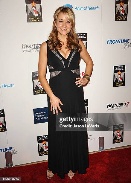 Actress Megyn Price attends the American Humane Association's 2nd annual Hero Dog Awards at The Beverly Hilton Hotel on October 6, 2012 in Beverly...