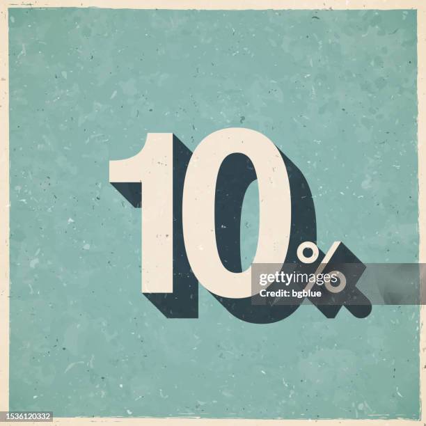 bildbanksillustrationer, clip art samt tecknat material och ikoner med 10% - ten percent. icon in retro vintage style - old textured paper - 10 percent