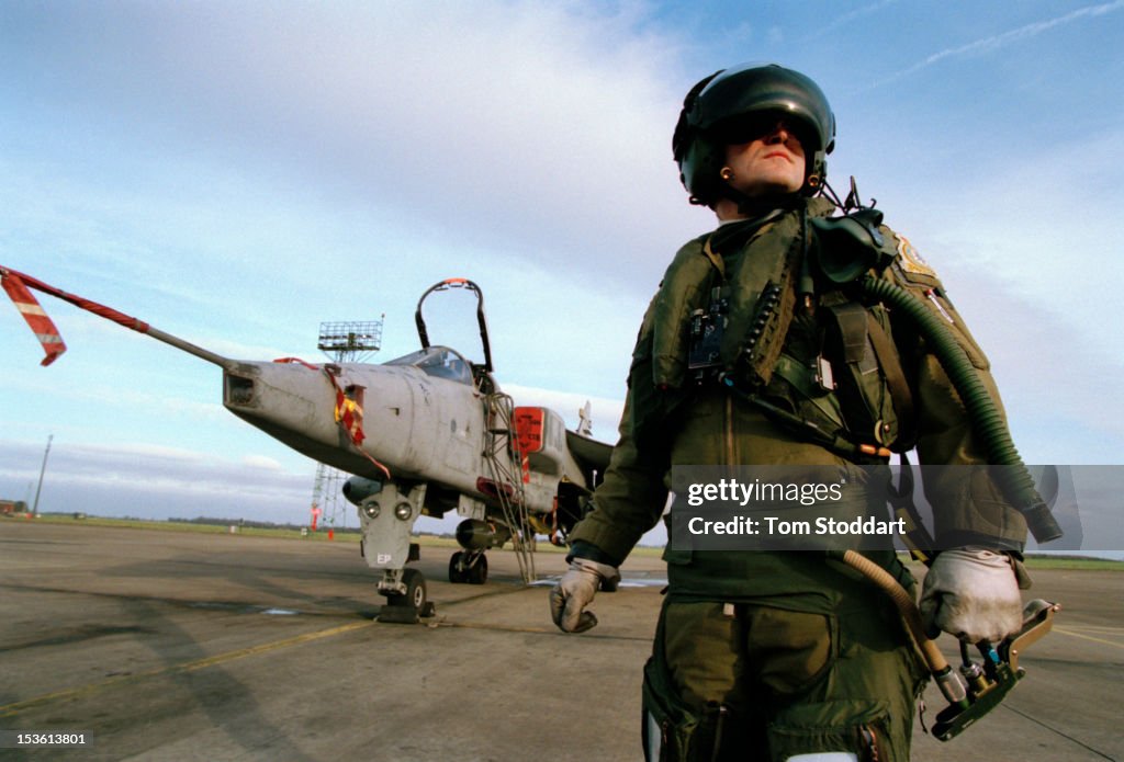 RAF Jaguar And Pilot