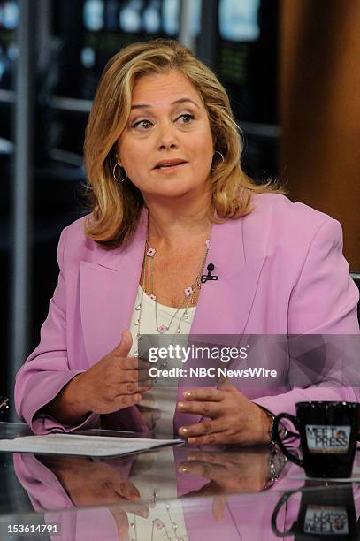 Pictured: – Hilary Rosen, Democratic Strategist, appears on "Meet the Press" in Washington D.C., Sunday, Oct. 7, 2012.