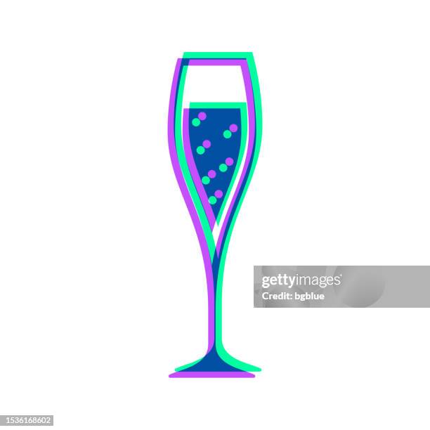 glass of champagne. icon with two color overlay on white background - champagne flute transparent background stock illustrations