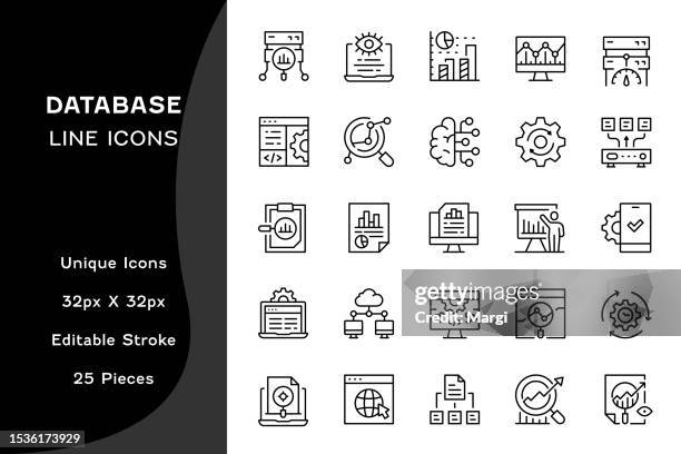 database editable line icons - computer mainframe icon stock illustrations