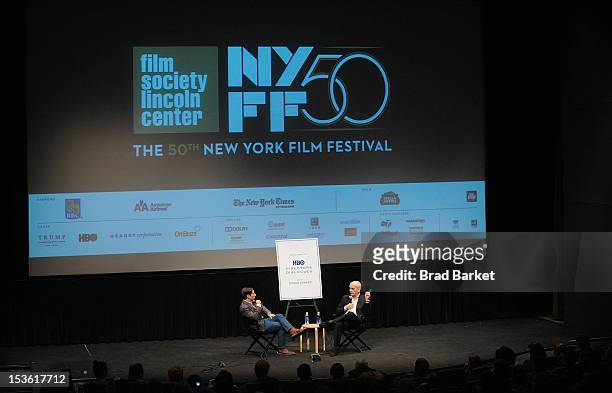 New York Film Festivals Programmer Scott Foundas and David Chase attend HBO Films Directors Dialogues with David Chase during the 50th New York Film...