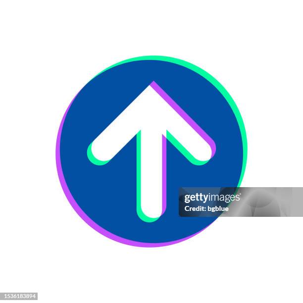up arrow button. icon with two color overlay on white background - top downloads stock illustrations