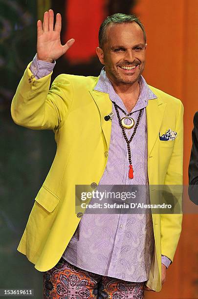 Miguel Bose attends 'Che Tempo Che Fa' Italian TV Show on October 7, 2012 in Milan, Italy.